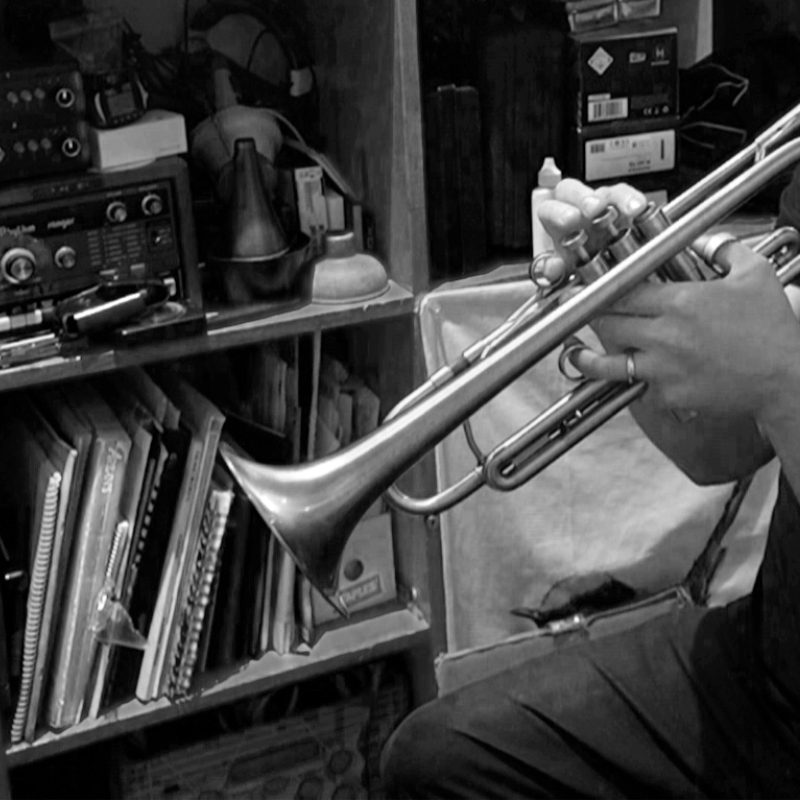 Craig Pedersen playing trumpet